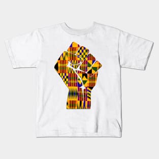 Kente Fist Design Melanin Black Pride T-Shirt Kids T-Shirt